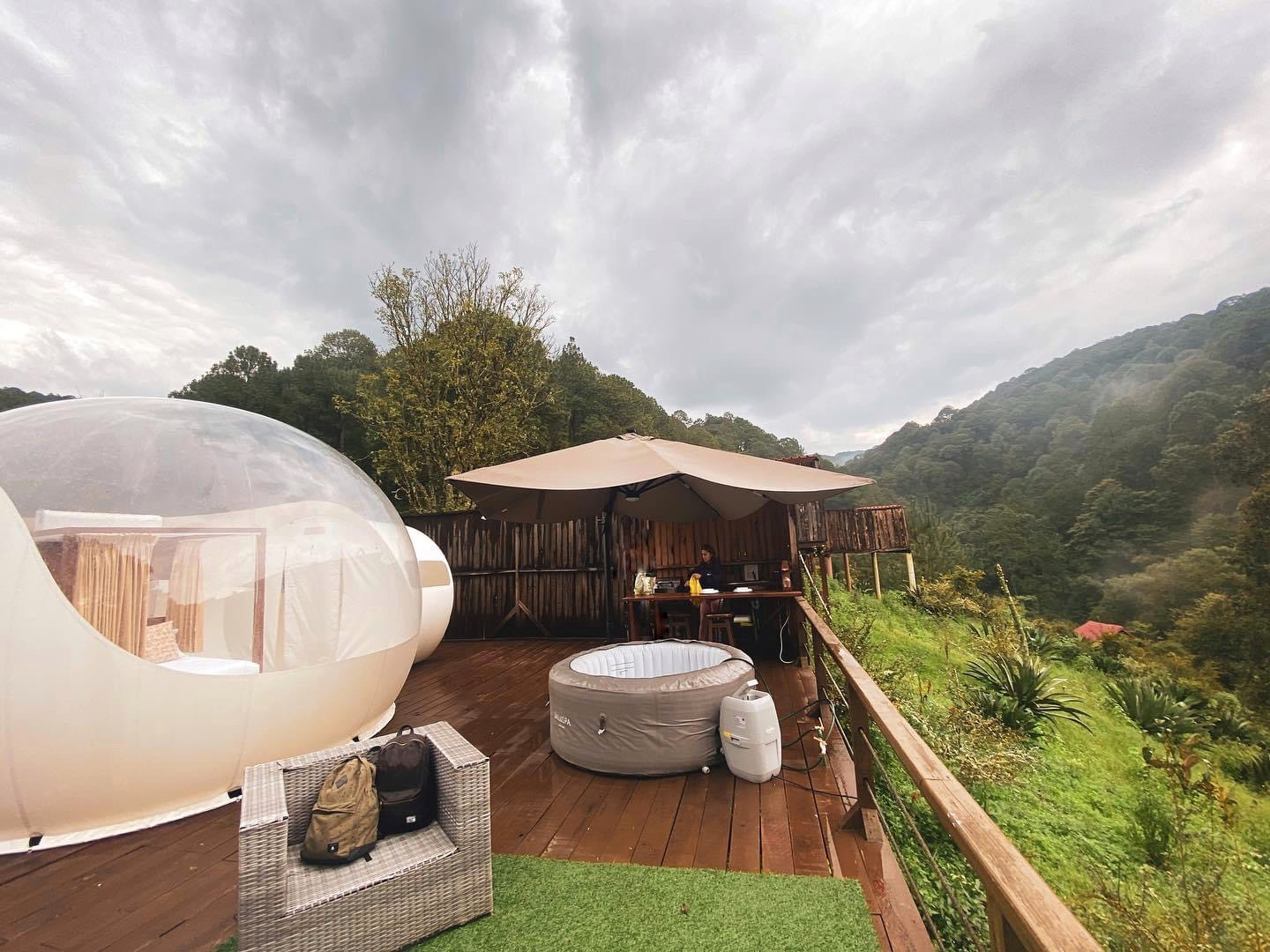 bubble glamping in the mountains in Mazamitla