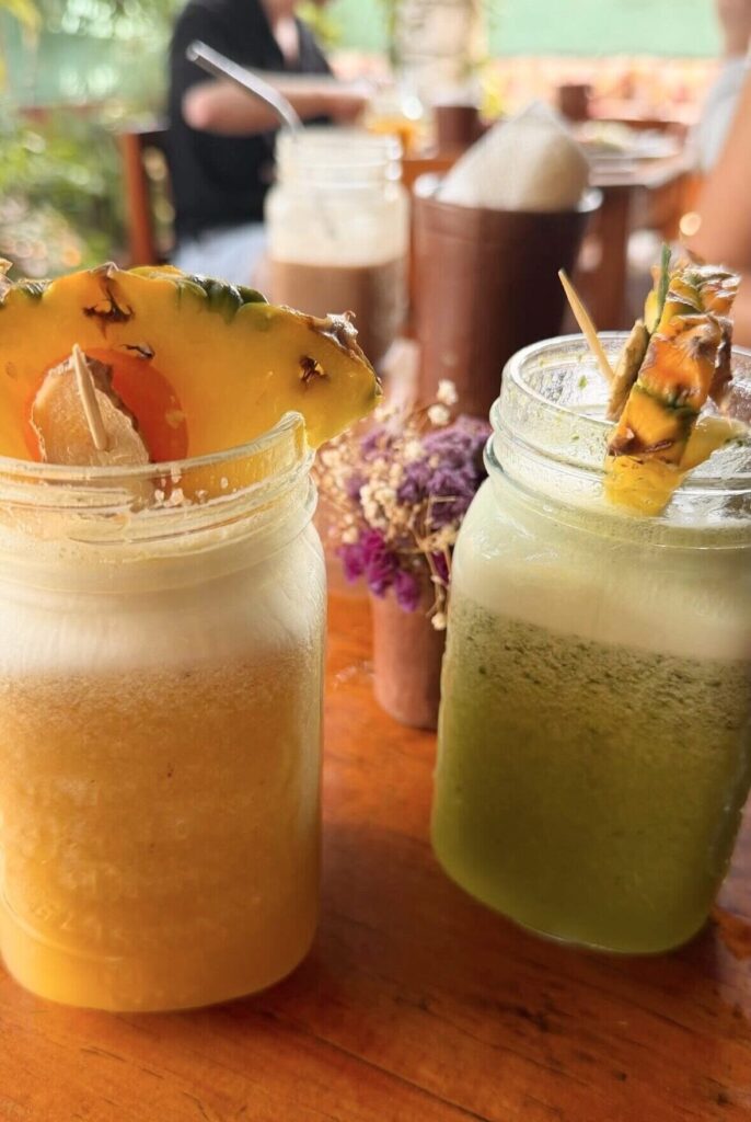 two juices at a cafe