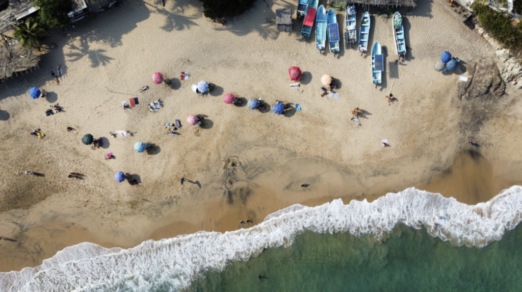 drone view of mazunte beach for blog post on how many days in Puerto Escondido